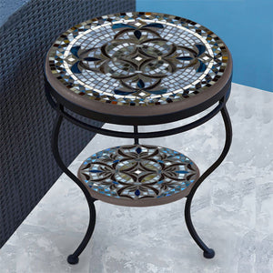 Roma Mosaic Side Table - Tiered-Iron Accents