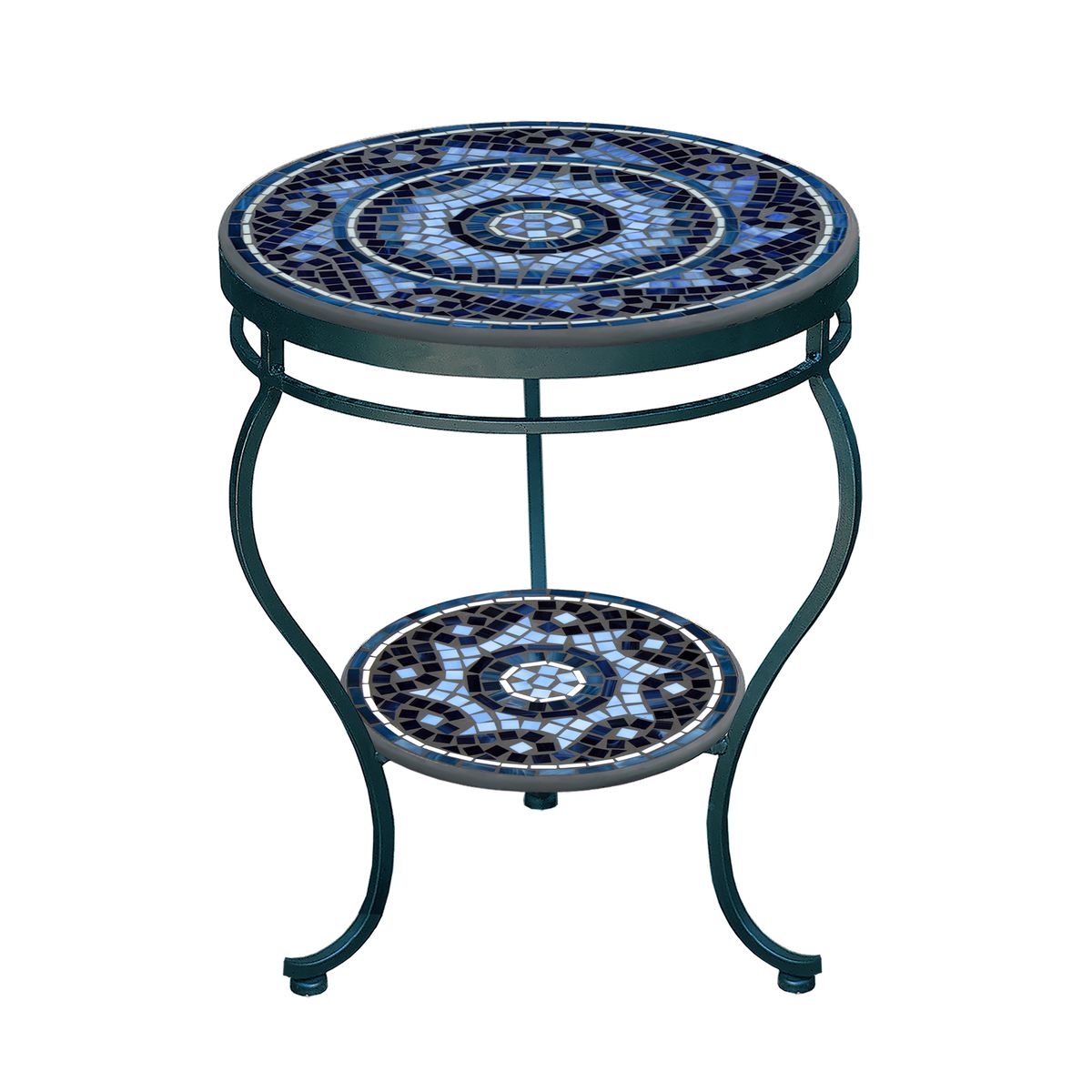 Navagio Mosaic Side Table - Tiered-Iron Accents