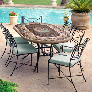 Patio Table 72-84" Iron & Mosaic - Create a Set-Iron Accents