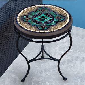 Sardinia Mosaic Side Table-Iron Accents