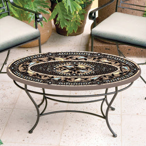 Provence Mosaic Coffee Table - Oval-Iron Accents