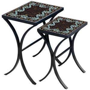 Oasis Mosaic Nesting Tables-Iron Accents