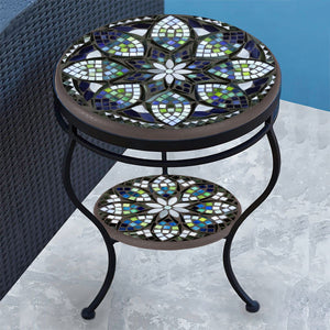 Belcarra Mosaic Side Table - Tiered-Iron Accents