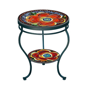 Zinnia Mosaic Side Table - Tiered-Iron Accents