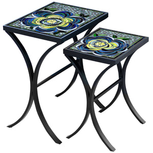 Giovella Mosaic Nesting Tables-Iron Accents