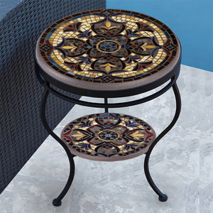 Almirante Mosaic Side Table - Tiered-Iron Accents