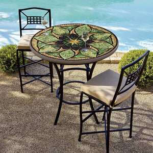 Arenal Mosaic High Dining Table-Iron Accents