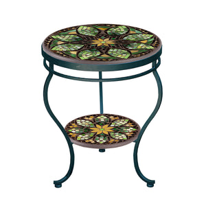 Arenal Mosaic Side Table - Tiered-Iron Accents
