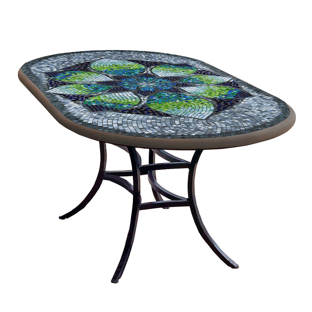 Belcarra Mosaic Oval Bistro-Iron Accents