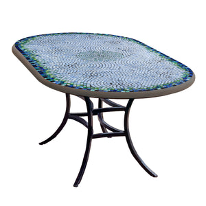 Belize Mosaic Oval Bistro-Iron Accents