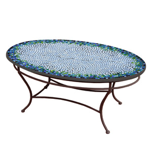 Belize Mosaic Coffee Table - Oval-Iron Accents