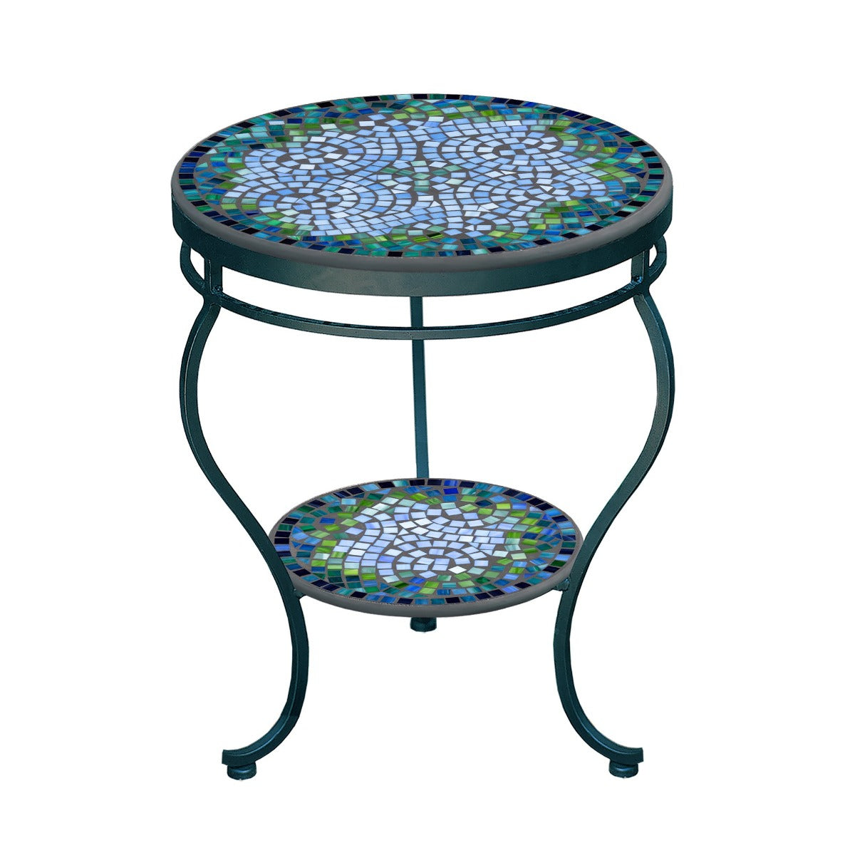 Belize Mosaic Side Table - Tiered-Iron Accents