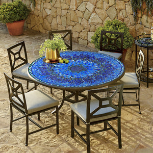 Bella Bloom Mosaic Patio Table-Iron Accents