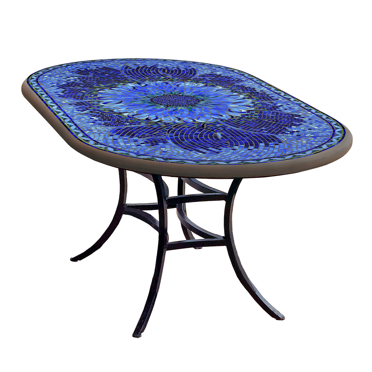 Bella Bloom Mosaic Oval Bistro-Iron Accents