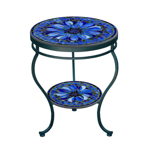 Bella Bloom Mosaic Side Table - Tiered-Iron Accents