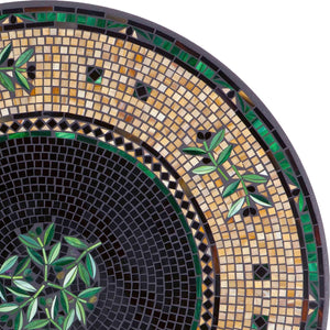 Black Olives Mosaic Table Tops-Iron Accents
