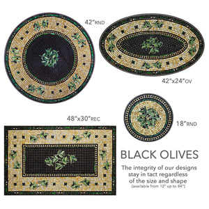 Black Olives Mosaic Table Tops-Iron Accents