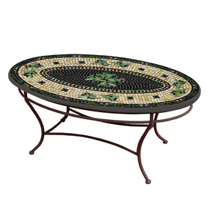 Black Olives Mosaic Coffee Table - Oval-Iron Accents