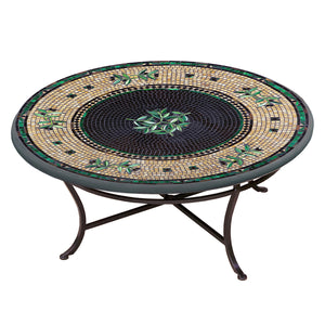 Black Olives Mosaic Coffee Table-Iron Accents