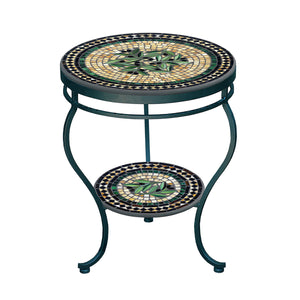 Black Olives Mosaic Side Table - Tiered-Iron Accents