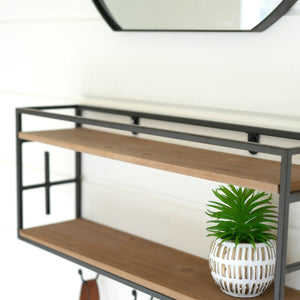 Wood & Metal Mirror Shelf