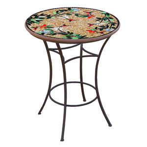 Caramel Hummingbird Mosaic High Dining Table-Iron Accents