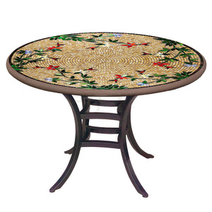 Caramel Hummingbird Mosaic Patio Table-Iron Accents