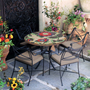 Dahlia Mosaic Patio Table-Iron Accents