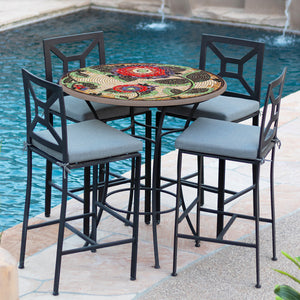 Dahlia Mosaic High Dining Table-Iron Accents