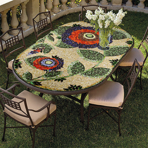 Dahlia Mosaic Oval Bistro-Iron Accents