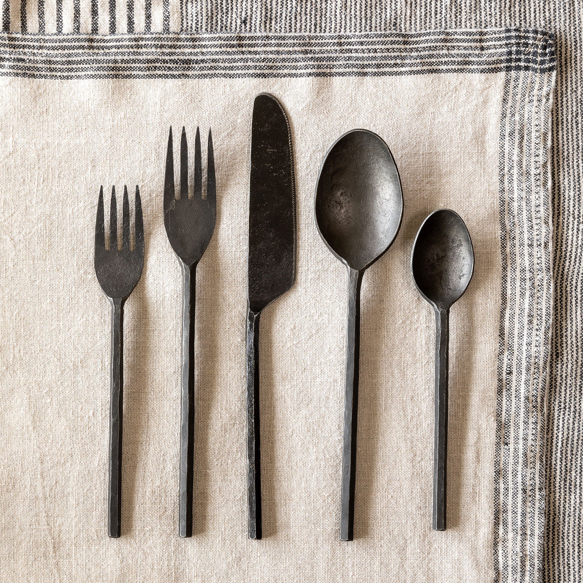 Primitive Forged Flatware (5-Piece)-Iron Accents