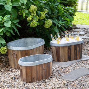 Galvanized Wooden Oval Tubs