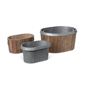 Galvanized Wooden Oval Tubs