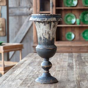 Black Mantel Urn-Iron Accents