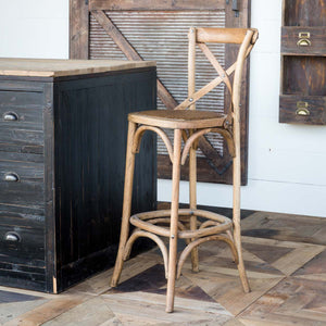 Cross Back Barstool-Iron Accents