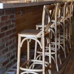 Cross Back Barstool-Iron Accents