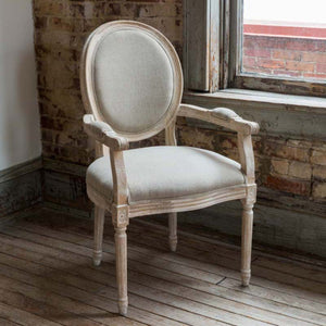 White Washed Arm Chair-Iron Accents