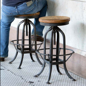 Adjustable Factory Stool-Iron Accents