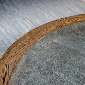 Aged Zinc Pedestal Dining Table-Iron Accents