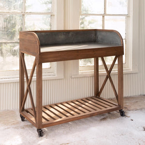 Zinc Top Potting Table-Iron Accents