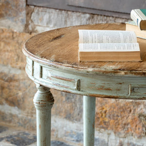 Painted Petite Round Table-Iron Accents