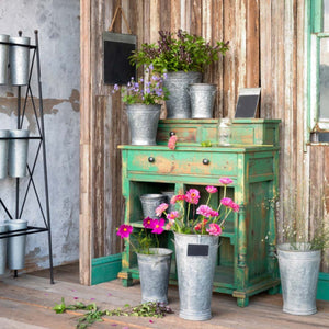 Flower Bucket Blackboard-Iron Accents