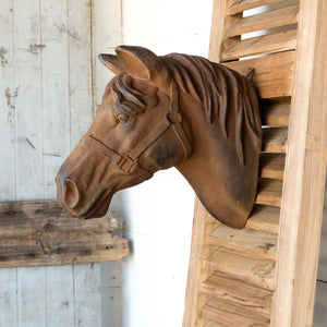 Small Stone Horse Head-Iron Accents