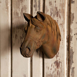 Small Stone Horse Head-Iron Accents