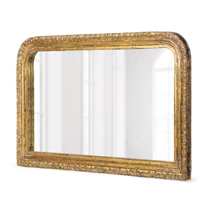 Antiqued Curve Top Mirror-Iron Accents