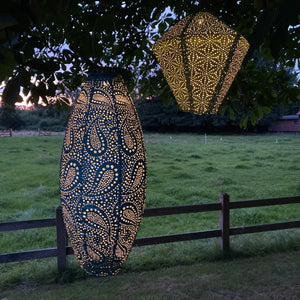 Long Oval Paisley Lantern - Sea Blue
