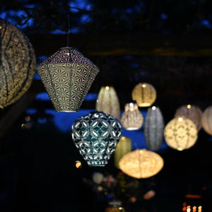 Long Oval Paisley Lantern - Sea Blue