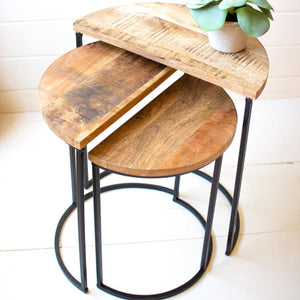 Nesting Mango Wood Tables (Set-3)