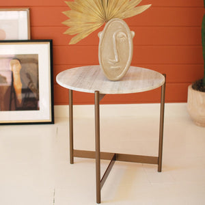 Iron & Marble Side Table