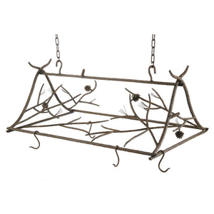 Pine Hand Forged Iron Pot Rack-Iron Accents